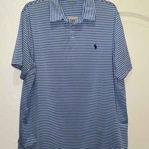 Polo by Ralph Lauren Light Blue Striped Shirt, XL